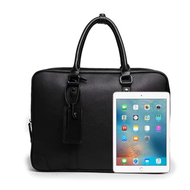 高級質感クロスグレイン本革ブリーフケース