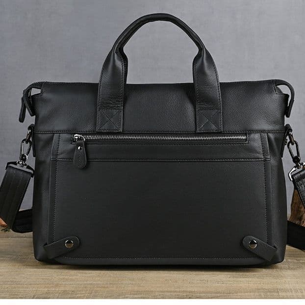 ブリーフケース 上質本革二重ジップ機能的ブリーフケース