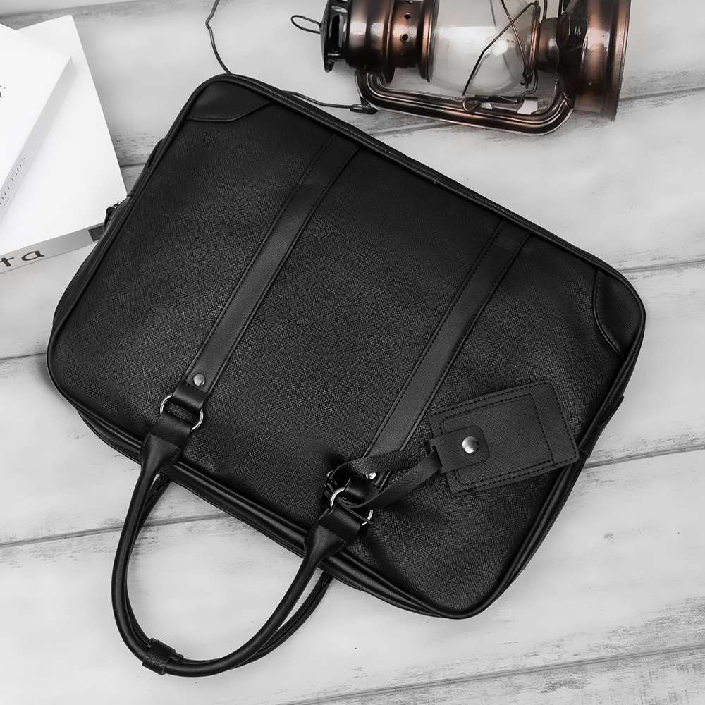 高級質感クロスグレイン本革ブリーフケース