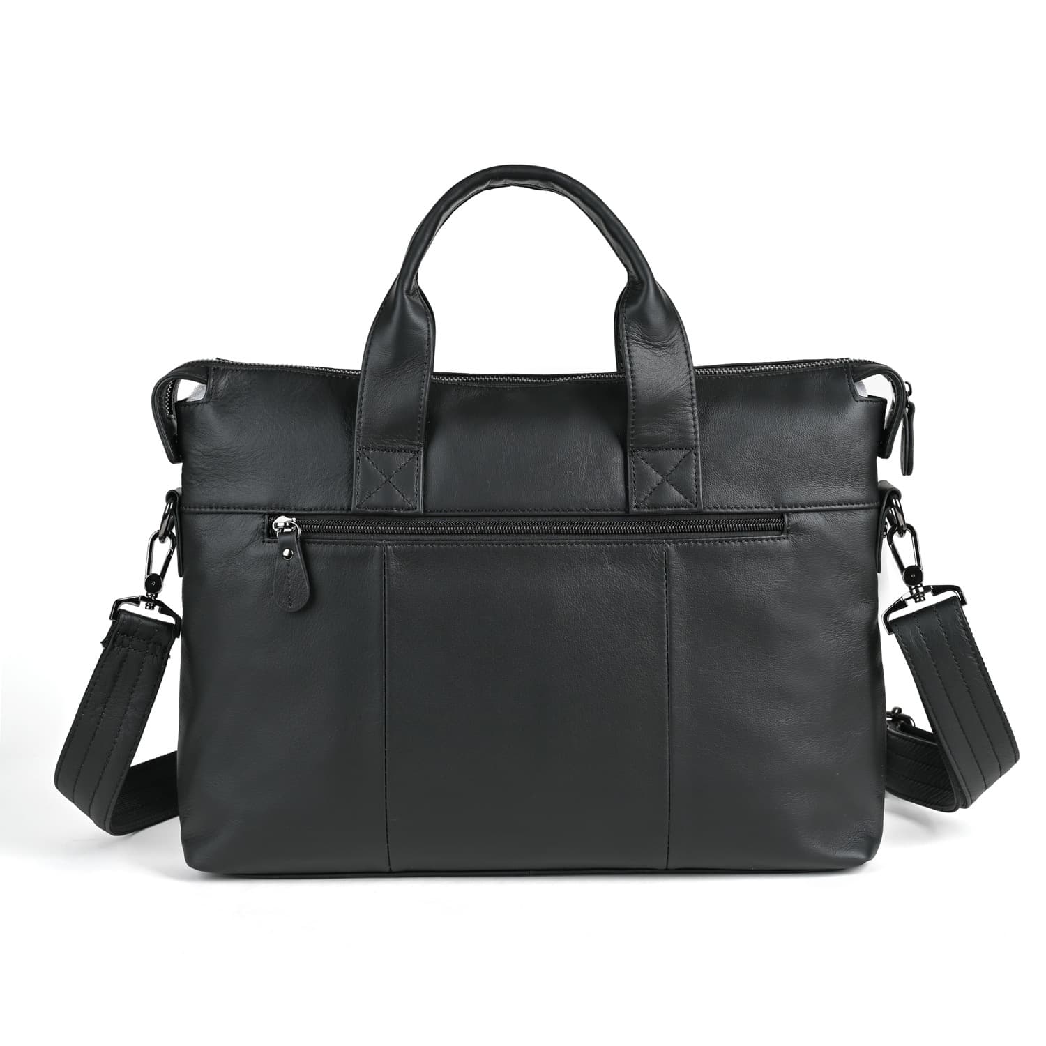 ブリーフケース 上質本革二重ジップ機能的ブリーフケース