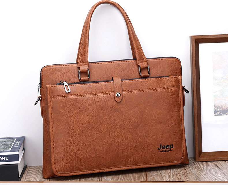 レザー製クラシックビジネスバッグ