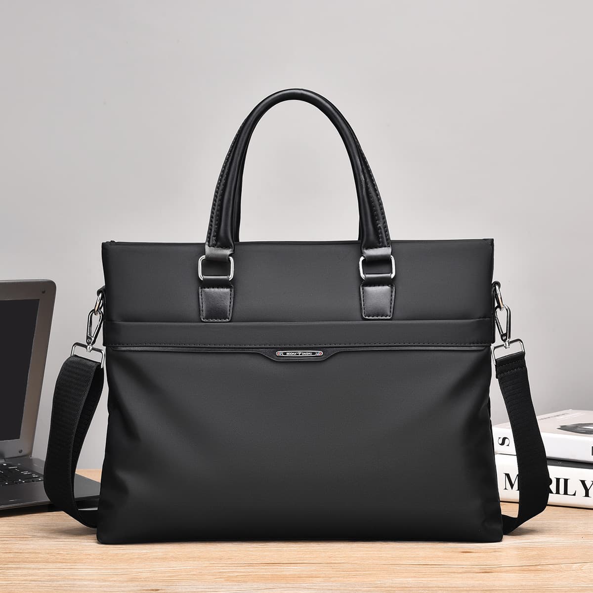 ブリーフケース 高級ナイロン製二重仕様ビジネストートバッグ