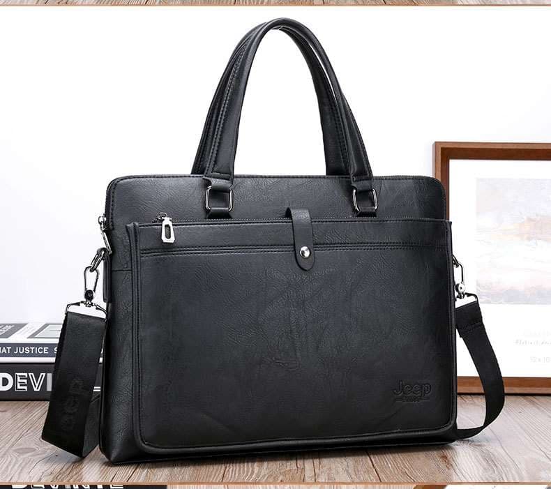 レザー製クラシックビジネスバッグ