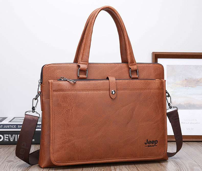 レザー製クラシックビジネスバッグ