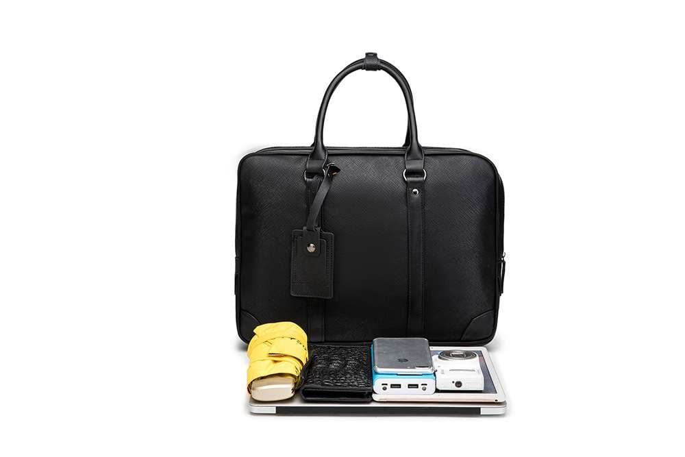 高級質感クロスグレイン本革ブリーフケース