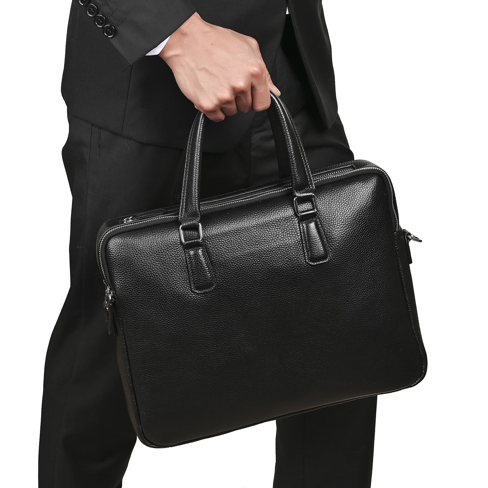 ブリーフケース 高級本革二重ハンドル仕様ビジネス鞄