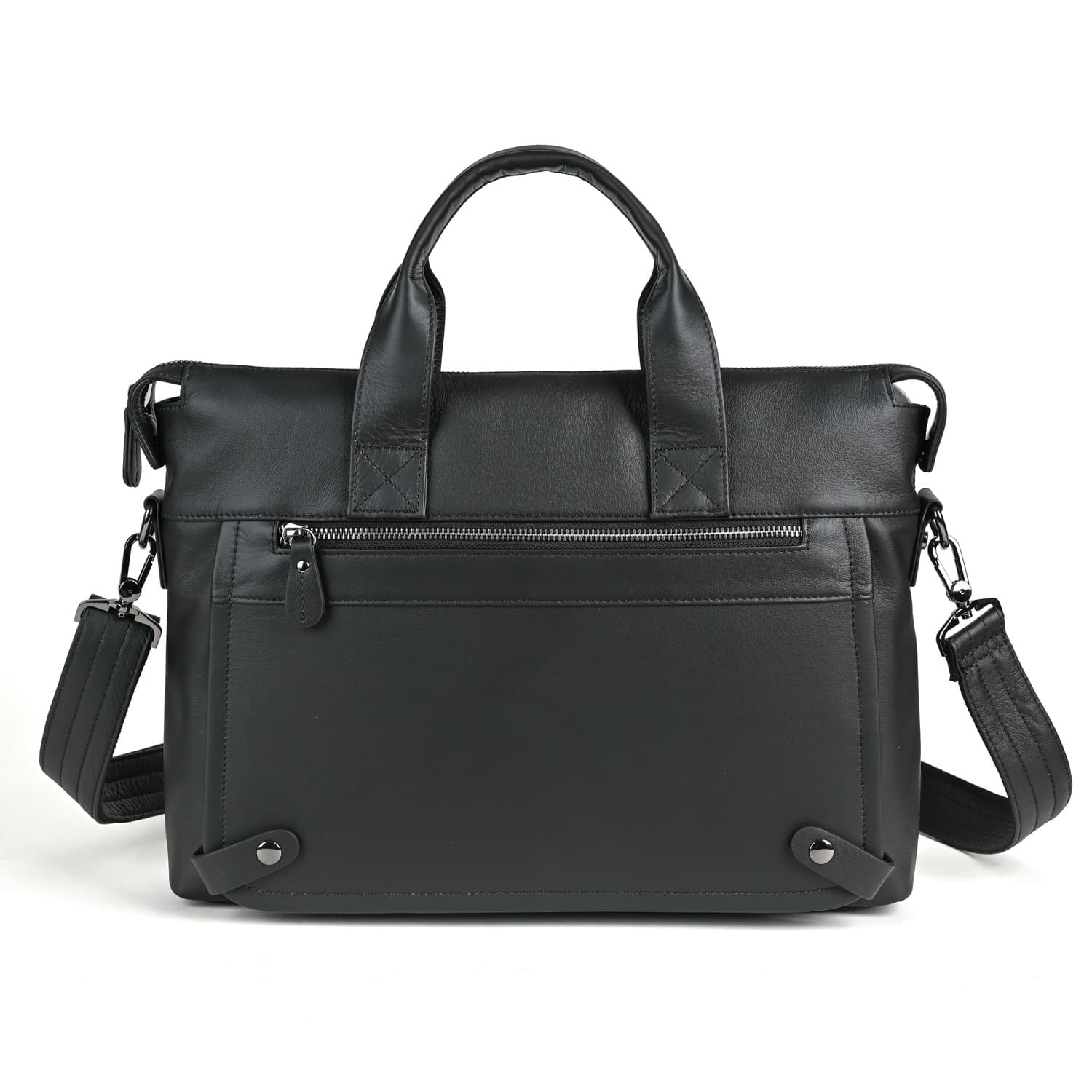 ブリーフケース 上質本革二重ジップ機能的ブリーフケース